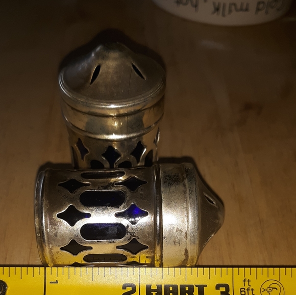 *Antique*SilverPlate* Cobalt Blue Glass Shakers - Picture 5 of 6